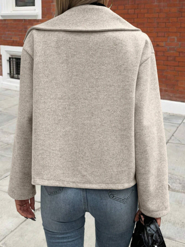 Дамско палто от имитационна вълна, 95% полиестер, еднобортно, свободен силует