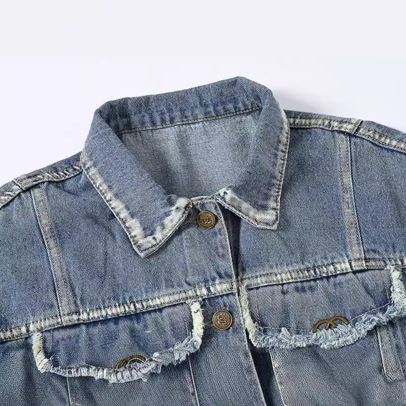 Traper jakna, uski kroj, okrugli izrez, dugi rukavi, srednja duljina, casual stil