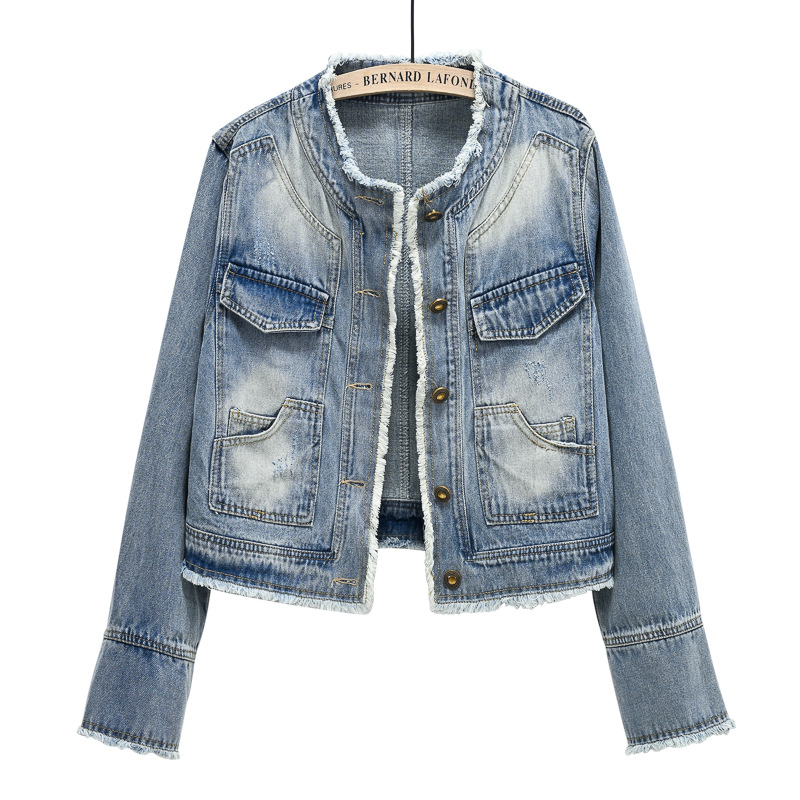 Traper jakna, uski kroj, okrugli izrez, dugi rukavi, srednja duljina, casual stil