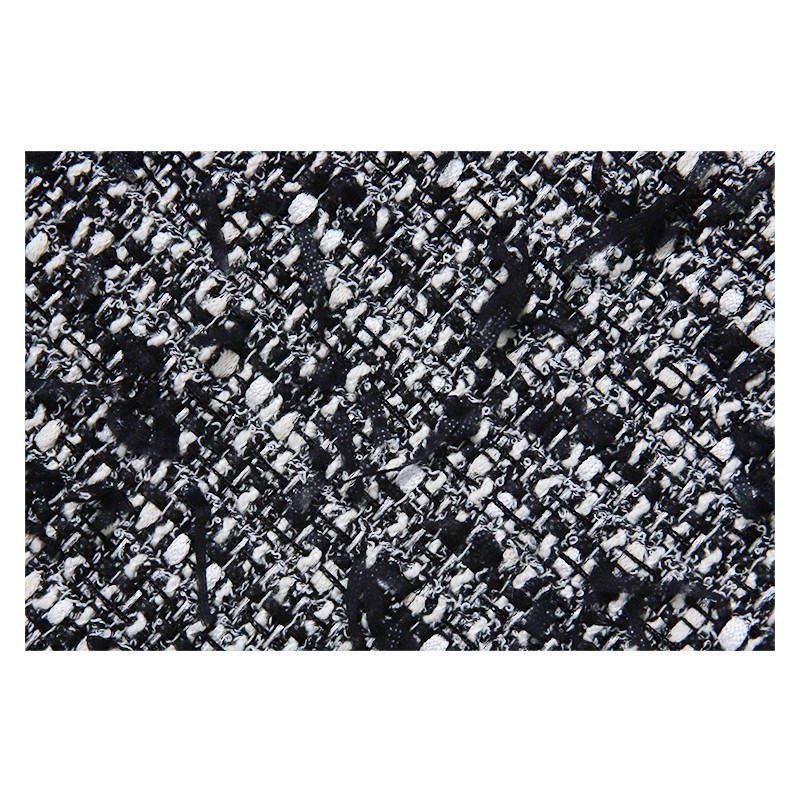 Meicai ženska jakna od vunenog tweed materijala, ravni kroj, okrugli ovratnik, dugi rukavi, normalna duljina (50–65 cm)