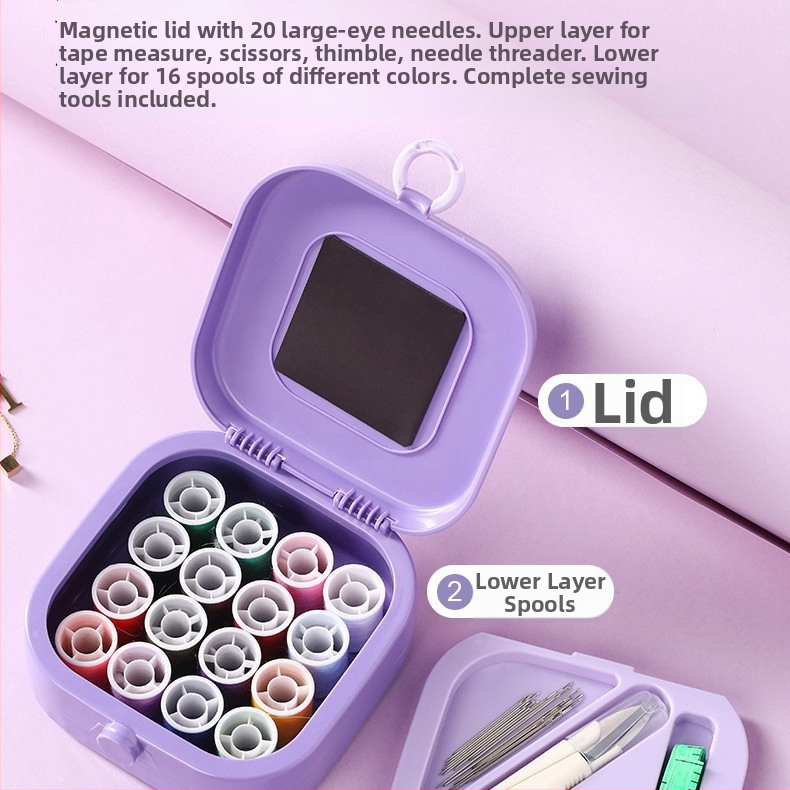 Prenosná šijacia súprava vreckového štýlu, ABS materiál, 100-dielny set, 280 g, prispôsobiteľný