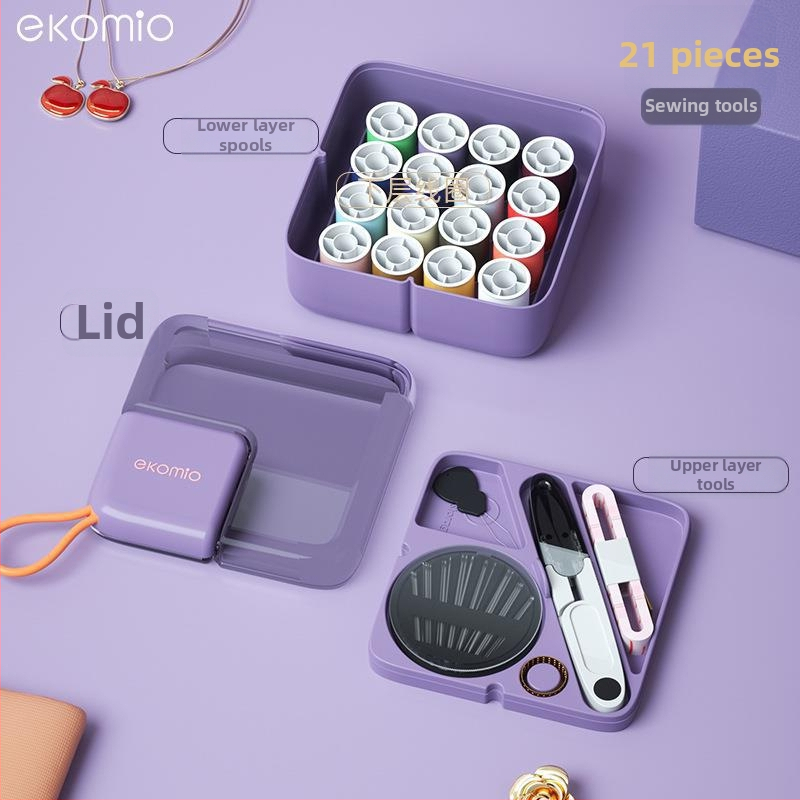 Šijací box - Prenosný vreckový typ, plast, 75 kusov, 292 g, prispôsobiteľný, séria navíjania ihiel, ľahký luxus dizajn