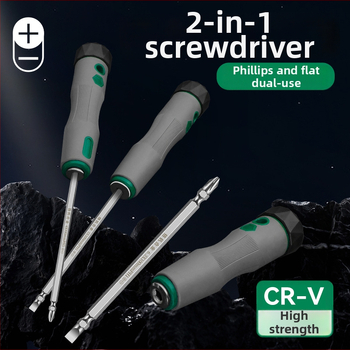 Dvojúčelová skrutkovač s krížovou a plochou hlavou, izolovaná, CR-V oceľ, TPR rukoväť, nie magnetická