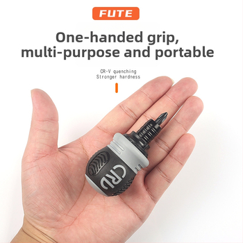 FUTE mini teleskopový obojstranný ráčnový skrutkovač s karbónovou oceľou, magnetický a izolovaný, hlava tvaru reďkovky