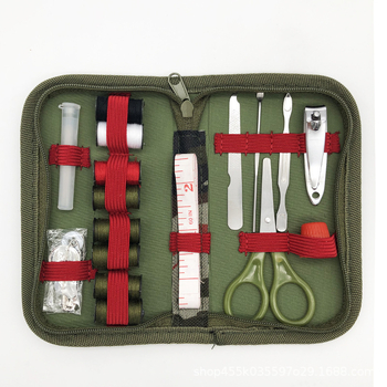 Šivaći set, prenosna kutija za šivanje s maskirnim dizajnom za vanjsku uporabu, 200 komada, bruto težina 76 g, podrijetlo Yangjiang, prilagodljiv