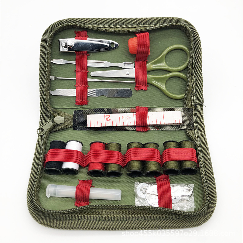 Šivaći set, prenosna kutija za šivanje s maskirnim dizajnom za vanjsku uporabu, 200 komada, bruto težina 76 g, podrijetlo Yangjiang, prilagodljiv