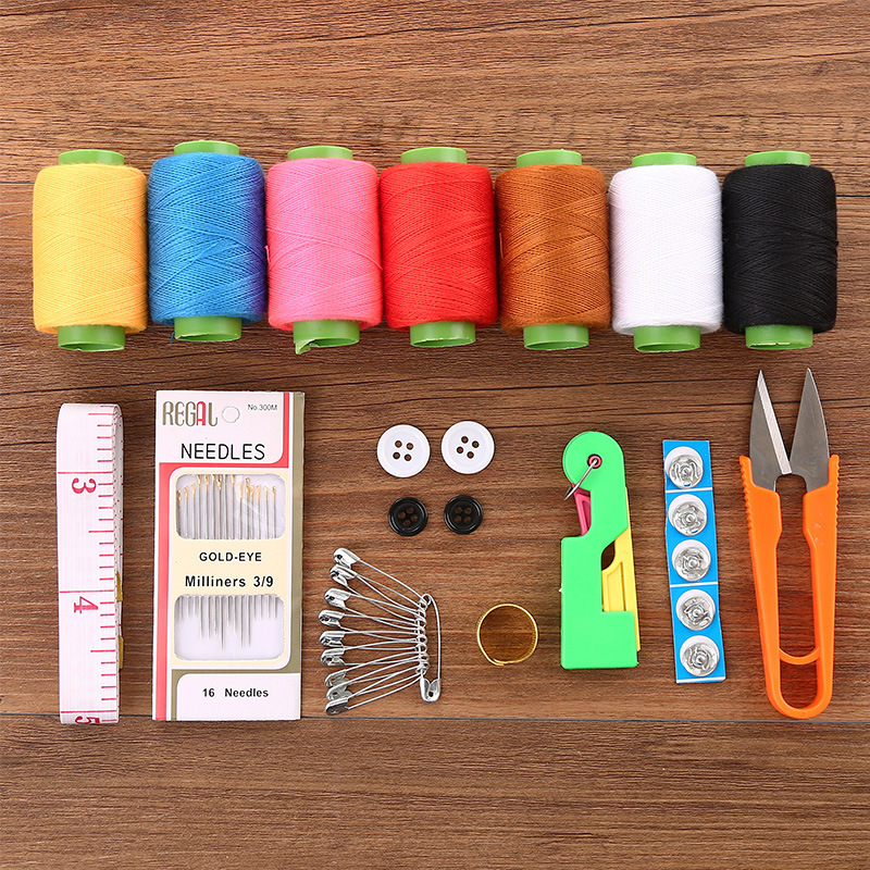 Veliki šivaći kutija set, prijenosni džepni stil, 10-dijelni mini alatni set, plastični, višenamjenski šivaći set