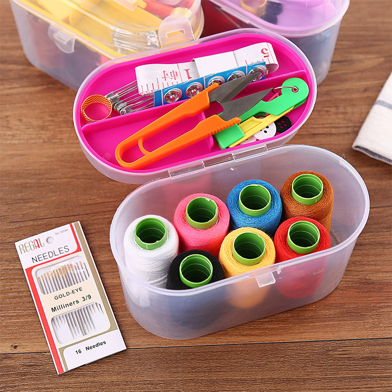 Veliki šivaći kutija set, prijenosni džepni stil, 10-dijelni mini alatni set, plastični, višenamjenski šivaći set