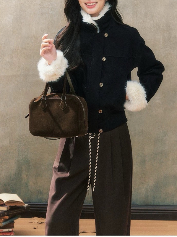 7Shiftin Poliészter dzseki (95%+ poliészter) reverrel, egyréses zárás, hosszú ujjú, téli 2025, elegáns irodai stílus