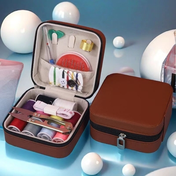 Bőr varrókészlet – hordozható tárolóval, mini szerszámkészlet varrásra és javításra