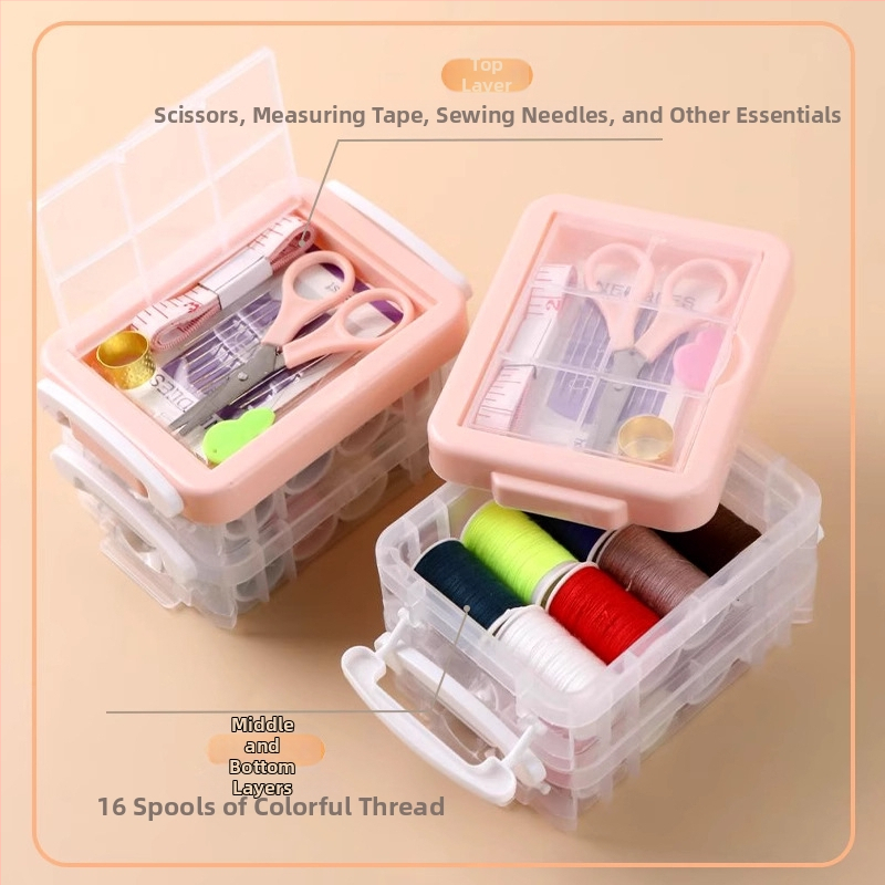 Prenosná súprava na ihly a niť – prenášateľná krabička na šitie, viacúčelový šijací set, organizér skladovania