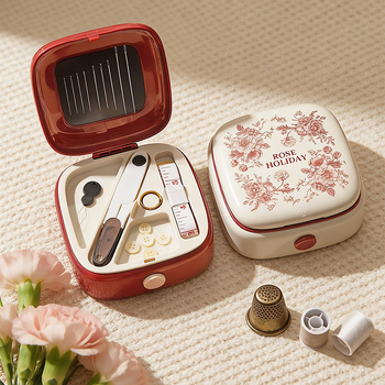 Hordozható zseb tű- és cérnás doboz – Needle Thread Package sorozat, műanyag tok, kínai stílus.