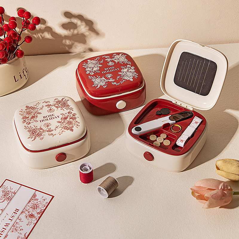 Hordozható zseb tű- és cérnás doboz – Needle Thread Package sorozat, műanyag tok, kínai stílus.