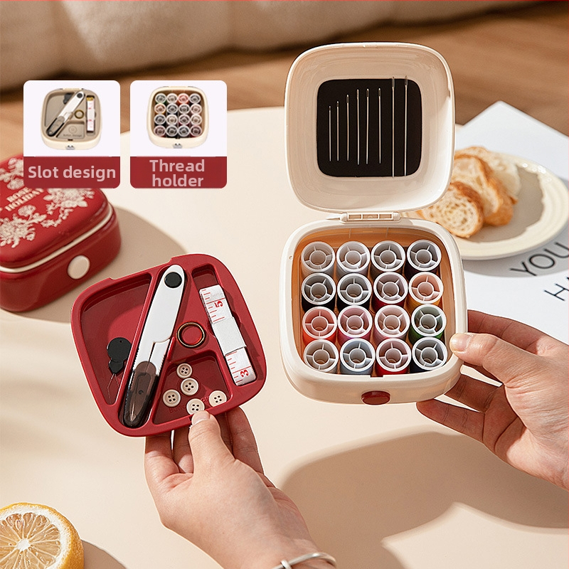 Hordozható zseb tű- és cérnás doboz – Needle Thread Package sorozat, műanyag tok, kínai stílus.