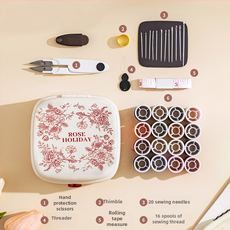 Hordozható zseb tű- és cérnás doboz – Needle Thread Package sorozat, műanyag tok, kínai stílus.