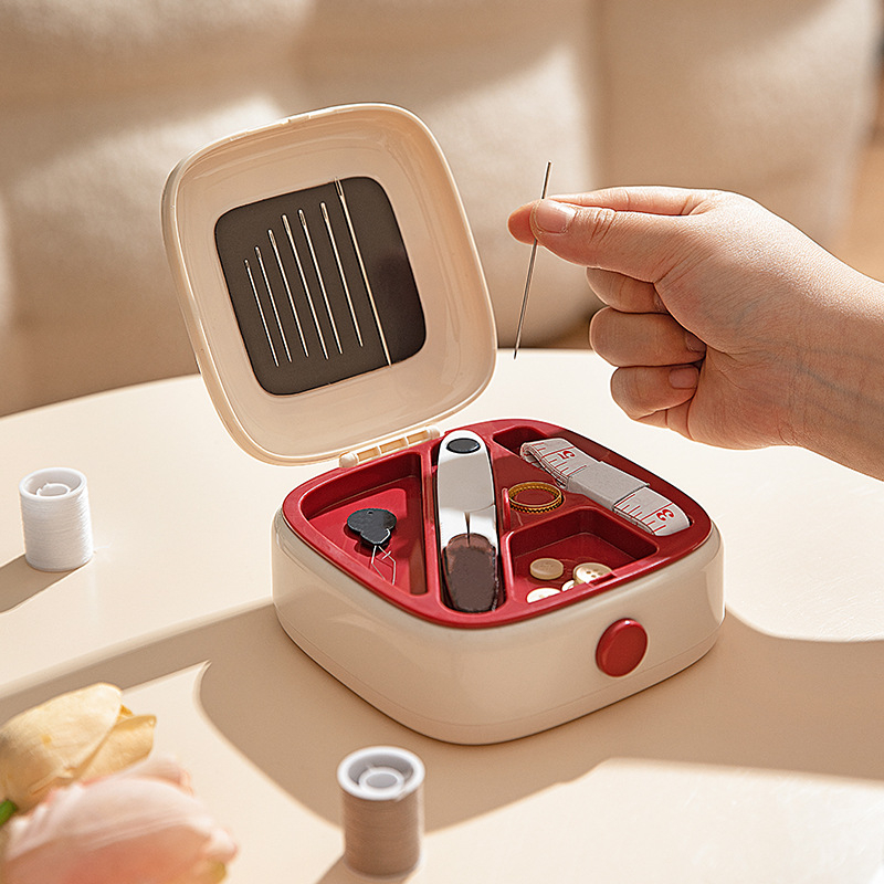 Hordozható zseb tű- és cérnás doboz – Needle Thread Package sorozat, műanyag tok, kínai stílus.
