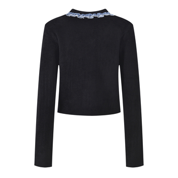 Gyapjúkeverék kardigán, hosszú ujjú, kerek nyakú, gyöngy díszítéssel, őszi 2025