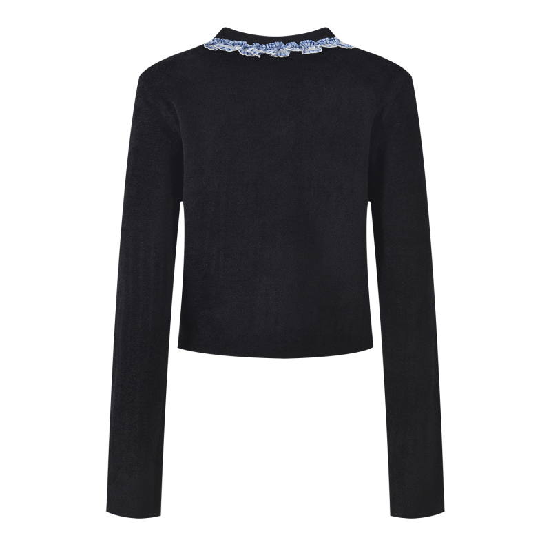 Gyapjúkeverék kardigán, hosszú ujjú, kerek nyakú, gyöngy díszítéssel, őszi 2025