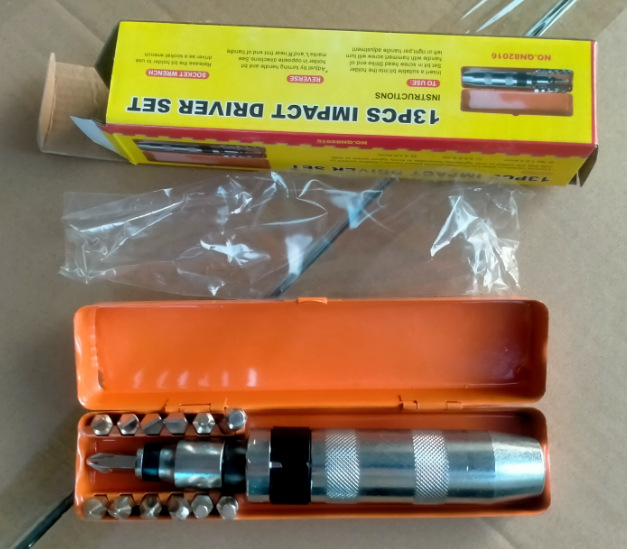 Ütőbit készlet csavarhúzóhoz, 14 darab, szénacél, mágneses, Zi Ming