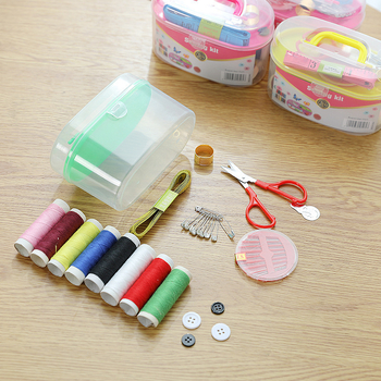 Hordozható varrótartó doboz, 9 darabos készlet, műanyag, japán stílus, egyszerű dizájn