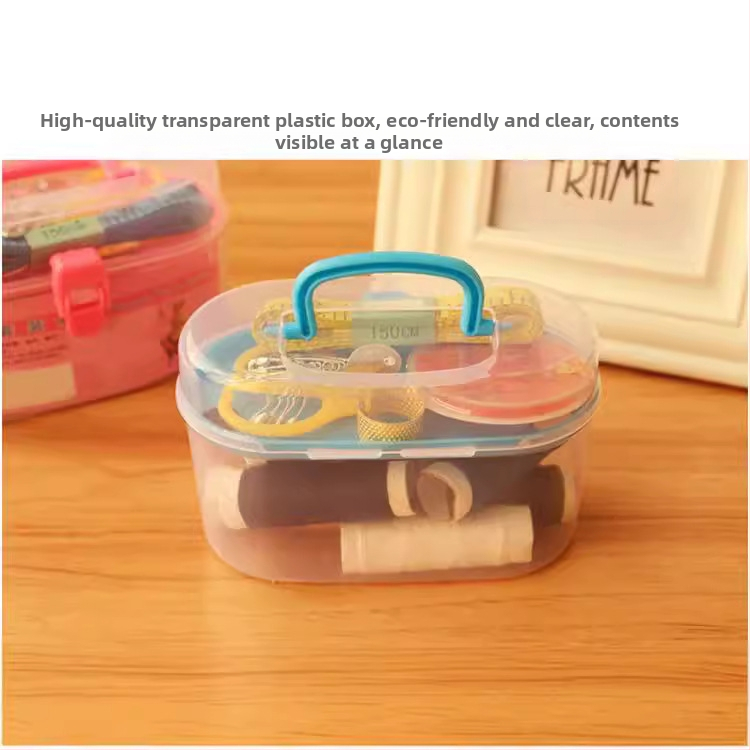 Prenosná škatuľka na šitie, 9-dielny set, plast, japonský štýl, jednoduchý dizajn