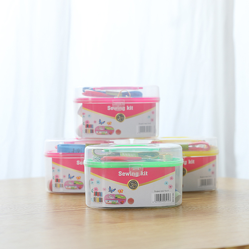 Hordozható varrótartó doboz, 9 darabos készlet, műanyag, japán stílus, egyszerű dizájn