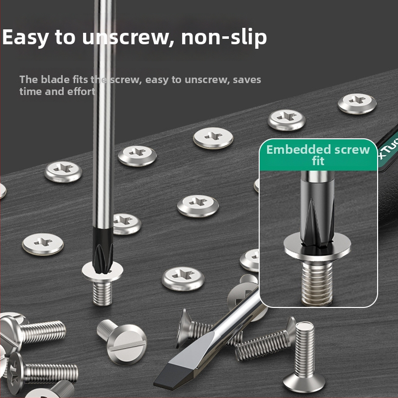 xTuosen Magnetický skrutkovač z uhlíkovej ocele s gumovou rukoväťou — neizolovaný