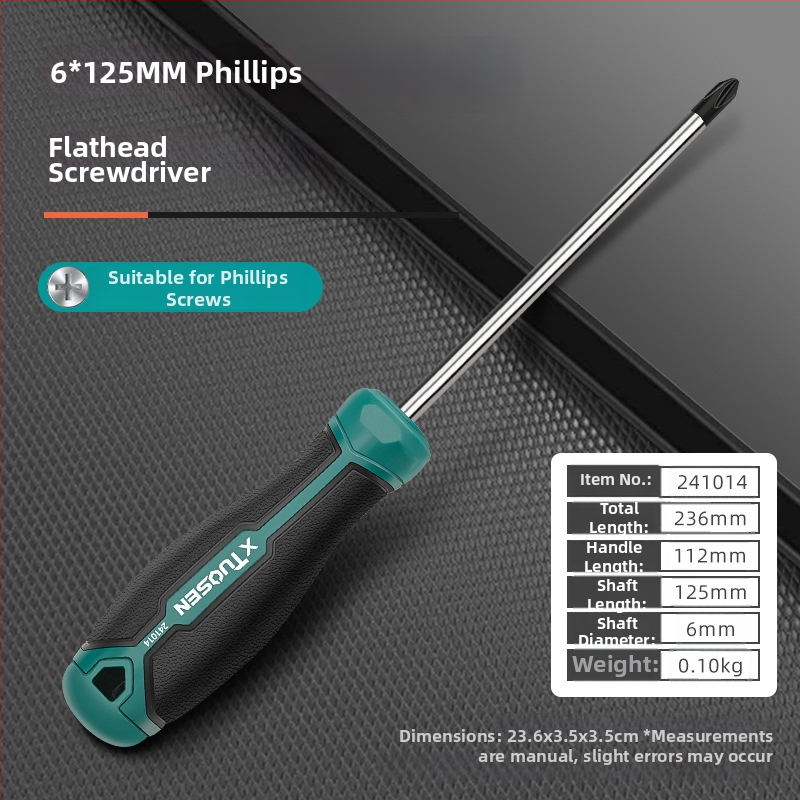 xTuosen Magnetický skrutkovač z uhlíkovej ocele s gumovou rukoväťou — neizolovaný