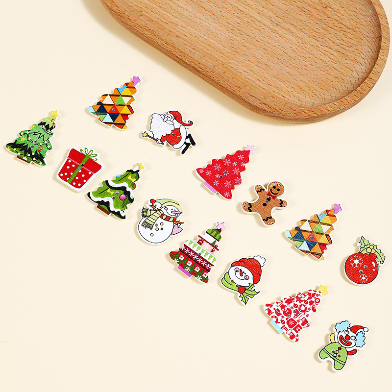 Alat za usisavanje igle za križni šav — drveni, božićni motiv, prijenosan, protiv gubitka