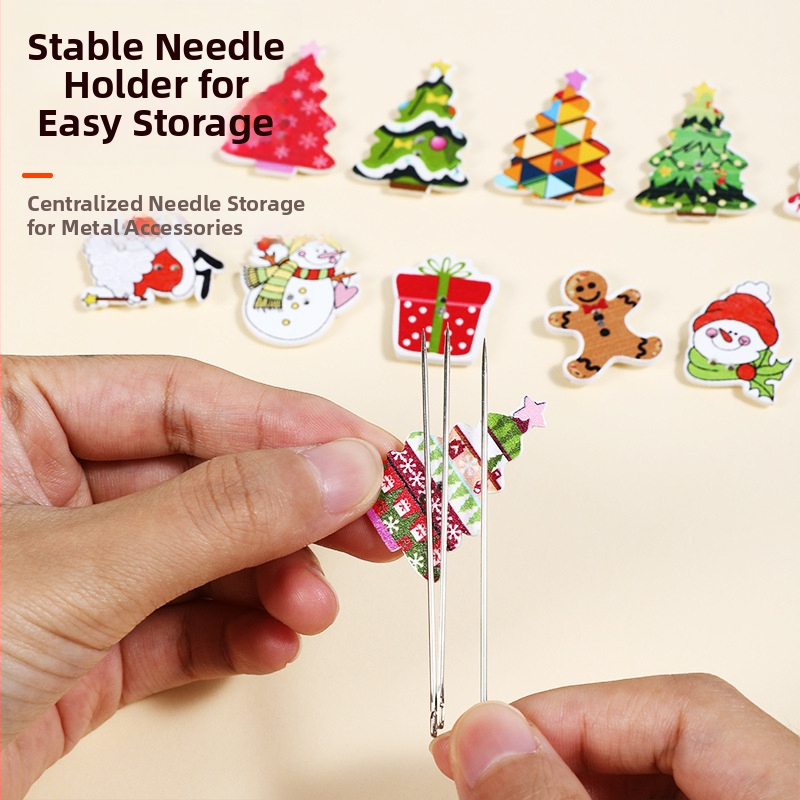 Nástroj na nasávanie ihly pre vyšívanie — vianočná séria, drevený, prenosný, proti strate