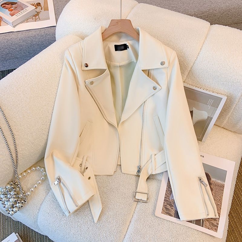 PU bőrkabát nőknek, laza szabás, hosszú ujjú, cipzár, sálgallér, középhosszú 50–65 cm