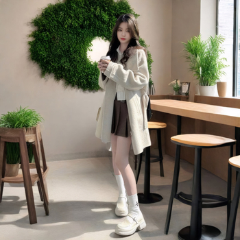 Palton pentru femei din lână, guler înălțat, lungime scurtă (40–50 cm), lână groasă, croială lejeră, conținut lână 95%+