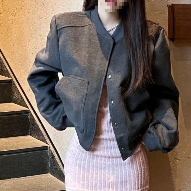 Koreai stílusú, slim-fit dzseki Chenille anyagból spandexszel, kerek nyakú, tavasz 2025