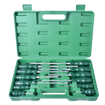 Csavarhúzó készlet lapos és keresztfejű bitkkel, króm-vanádium acélból, mágneses, súly 1.8