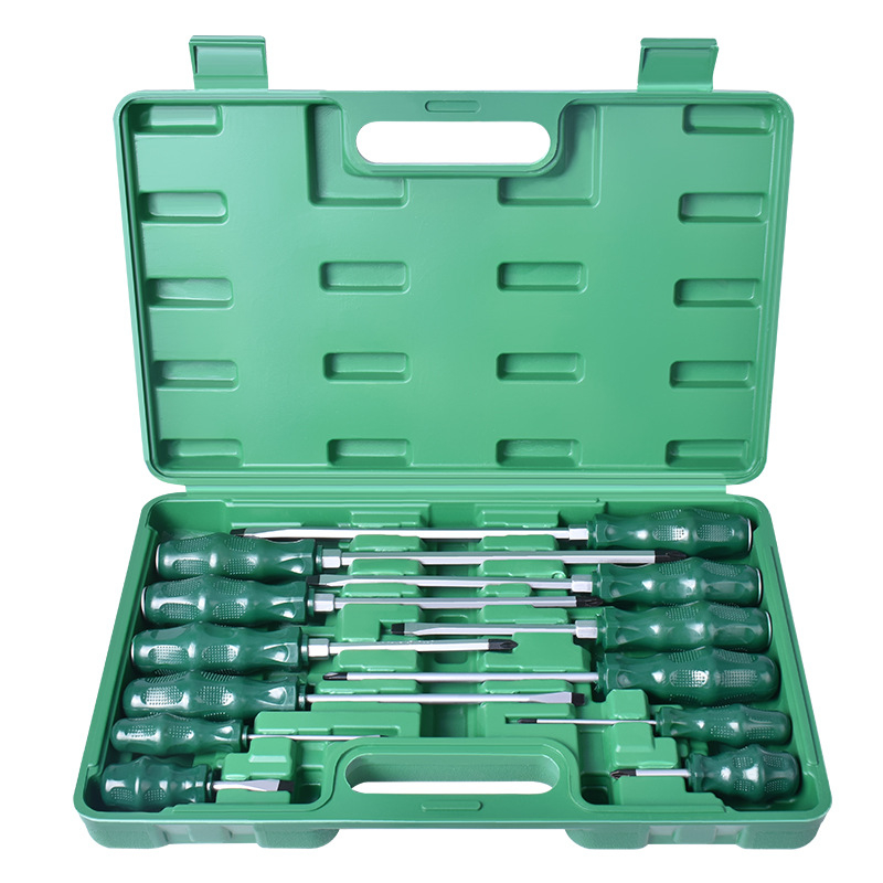 Csavarhúzó készlet lapos és keresztfejű bitkkel, króm-vanádium acélból, mágneses, súly 1.8