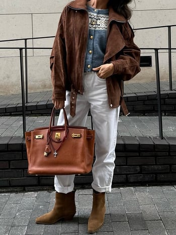 Női poliészter kabát reverrel, cipzárral, hosszú ujjú, retro stílus