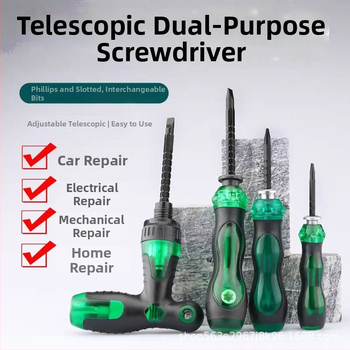 Rozšíriteľná súprava skrutkovačov s dvojitou funkciou, magnetické izolované osi z nikl-chróm ocele, plastová rukoväť, 150 g