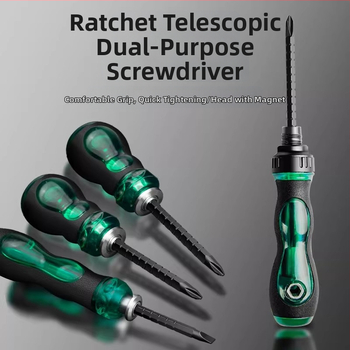 Rozšíriteľná súprava skrutkovačov s dvojitou funkciou, magnetické izolované osi z nikl-chróm ocele, plastová rukoväť, 150 g