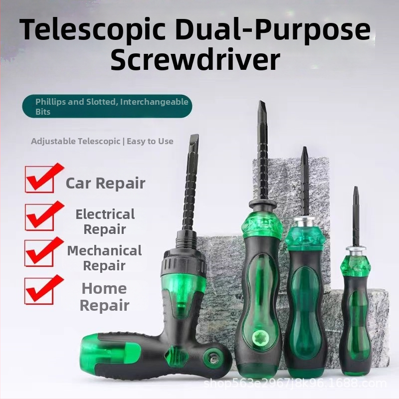 Rozšíriteľná súprava skrutkovačov s dvojitou funkciou, magnetické izolované osi z nikl-chróm ocele, plastová rukoväť, 150 g