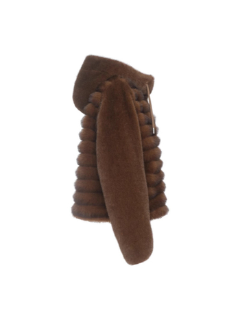 Geacă damă cu blană artificială, glugă, fermoar, croială lejeră, țesătură groasă, lungime medie 50–65 cm