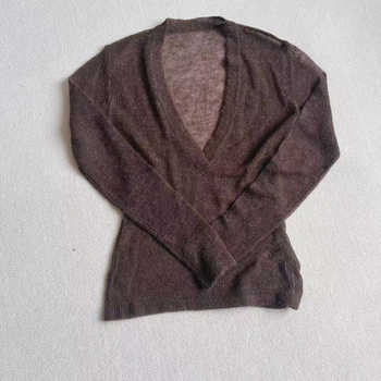 Vuneni kratki kardigan s V-izrezom i resicama, slim fit, dugi rukavi, pulover stil