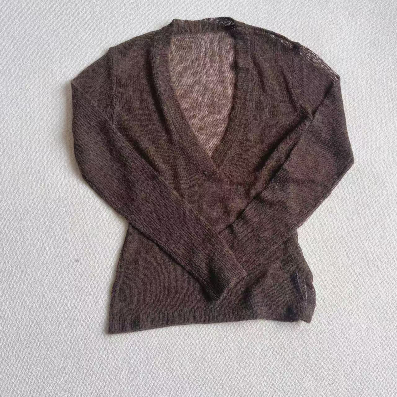 Vuneni kratki kardigan s V-izrezom i resicama, slim fit, dugi rukavi, pulover stil