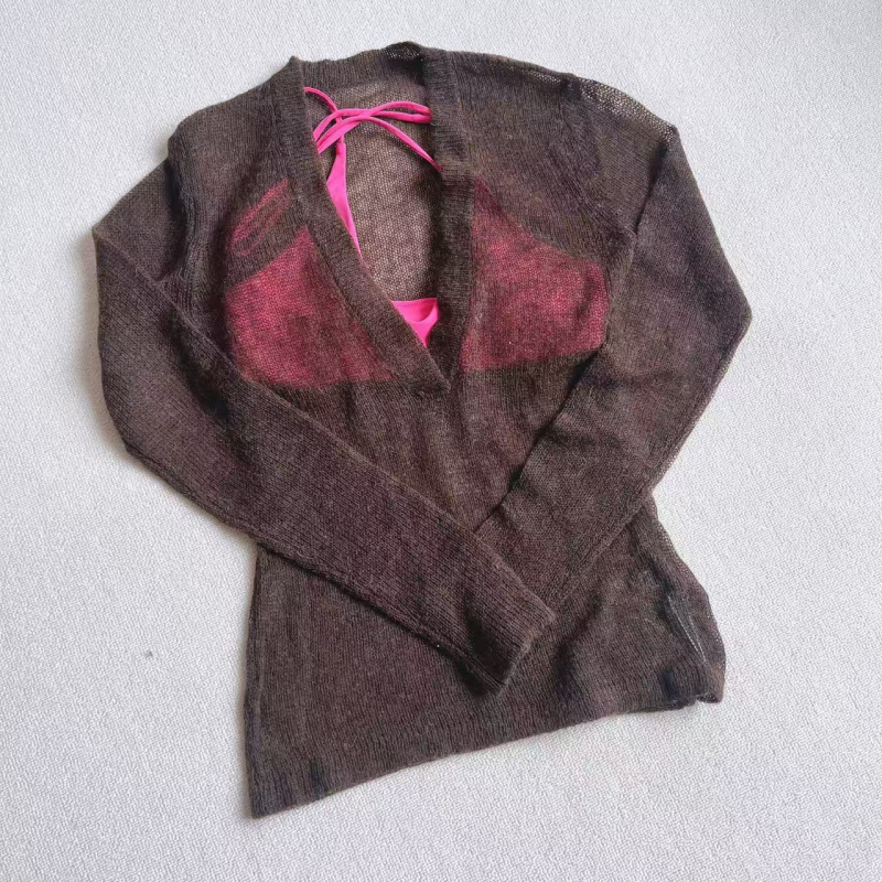 Vuneni kratki kardigan s V-izrezom i resicama, slim fit, dugi rukavi, pulover stil