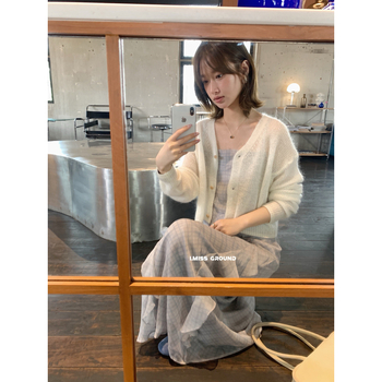 I MISS cardigan mohair franțuzesc pentru femei, primăvara 2025, mâneci lungi, unicolor