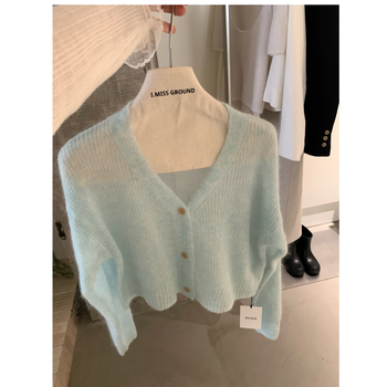 I MISS cardigan mohair franțuzesc pentru femei, primăvara 2025, mâneci lungi, unicolor