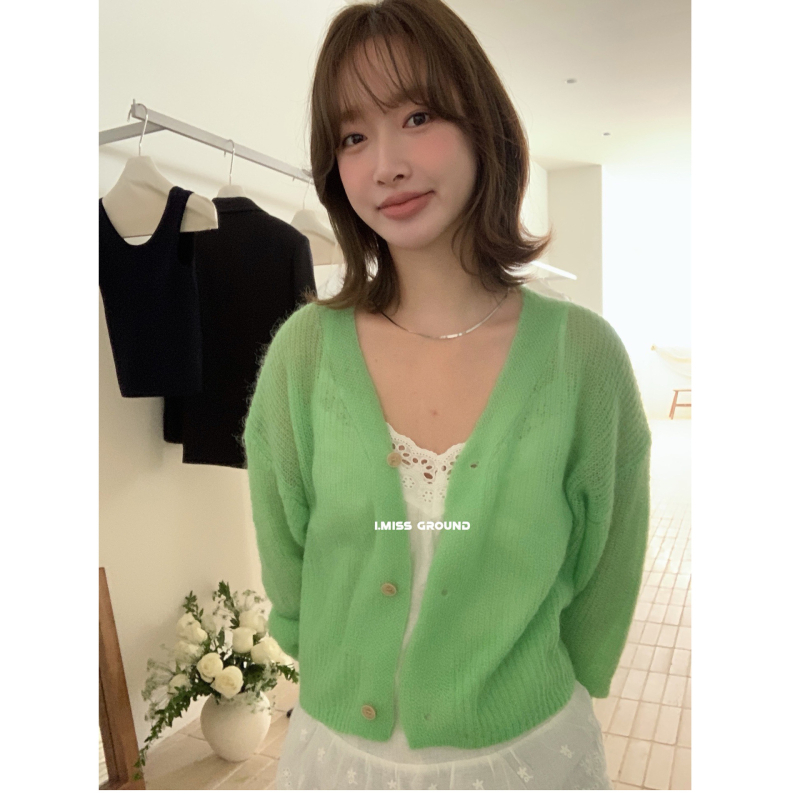 I MISS cardigan mohair franțuzesc pentru femei, primăvara 2025, mâneci lungi, unicolor