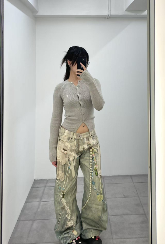 Cardigan tricotat din lână, croială slim, guler rotund, mâneci lungi, lungime normală, stil street fashion