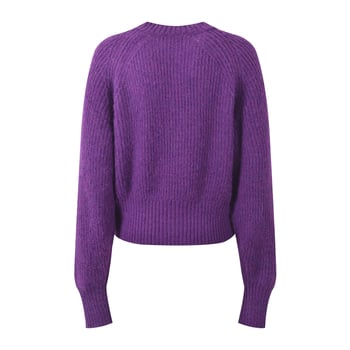 Cardigan tricotat din lână amestec, guler rotund, mâneci lungi, nasturi pe un singur rând, lungime scurtă