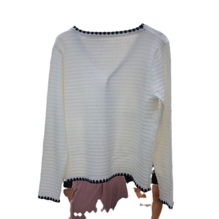 Cardigan damă din amestec de bumbac, tricot Ice Silk, decolteu în V, croială slim, mâneci lungi