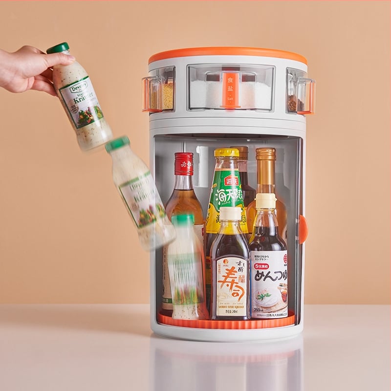 Know rabbit ράφι μπαχαρικών, περιστρεφόμενο κατά 360°, προστασία από σκόνη, αναδιπλούμενο, μοντέρνος μινιμαλιστικός σχεδιασμός